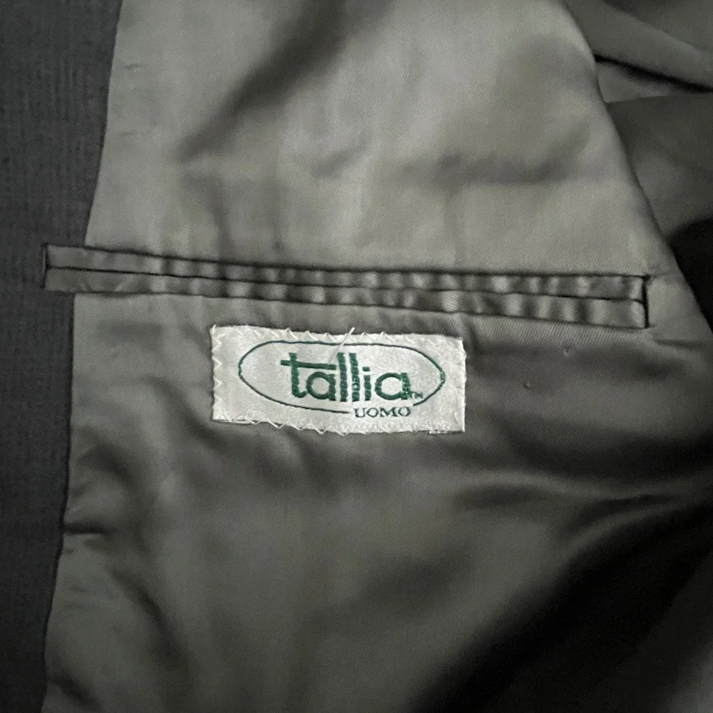 Tallia Uomo Suit Mens 46R 39W Grey Glen Plaid Pure Wool Two Button Professional